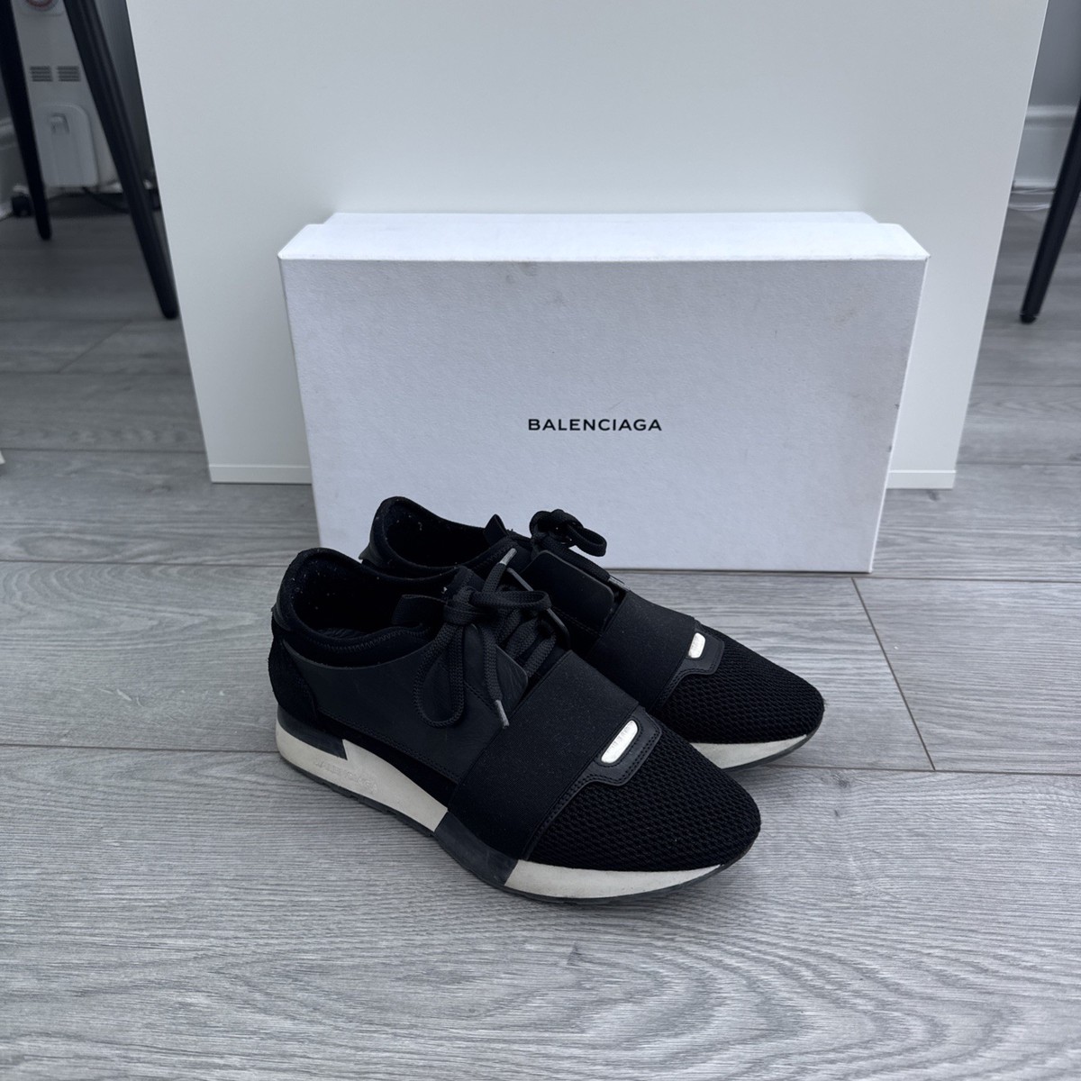 Balenciaga black race runner Tess trainers UK 4, very