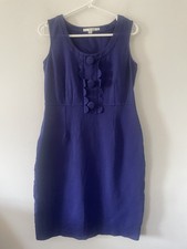 Boden Dress Purple Bodycon Knee Length Frill Size 14 Regular Sleeveless Work