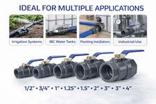 Female BSP Ball Valve  - Polypropylene Thread Inline Shut Off Tap 1/2"–4"