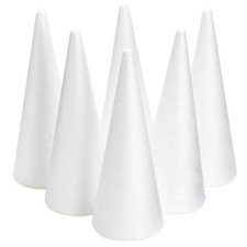 6 Pack Foam Cones for Crafts, Holiday Decorations, Handmade Gnomes, 3.8 x 9.5 In