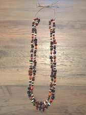 Vintage Native American 2 Strand Multi Colored Stone Necklace 15" Long Knot Tied