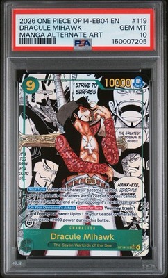 One Piece Dracula Mihawk Manga Alternate Art Op14-119 PSA 10 GEM