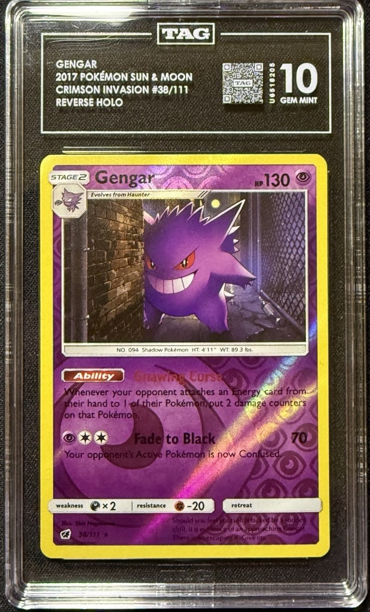 POKEMON GENGAR CRIMSON INVASION #38/111 REVERSE HOLO TAG 10 POP 10
