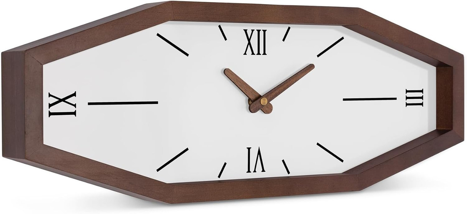 Wooden Mid Century Modern Wall Clock, 17.5 Inch Unique Wall Clock Battery Operat