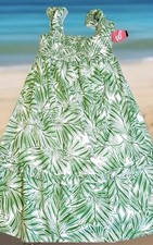 Hint Of Blush Maternity Dress Green & White Palm Leaf Design Medium Lined