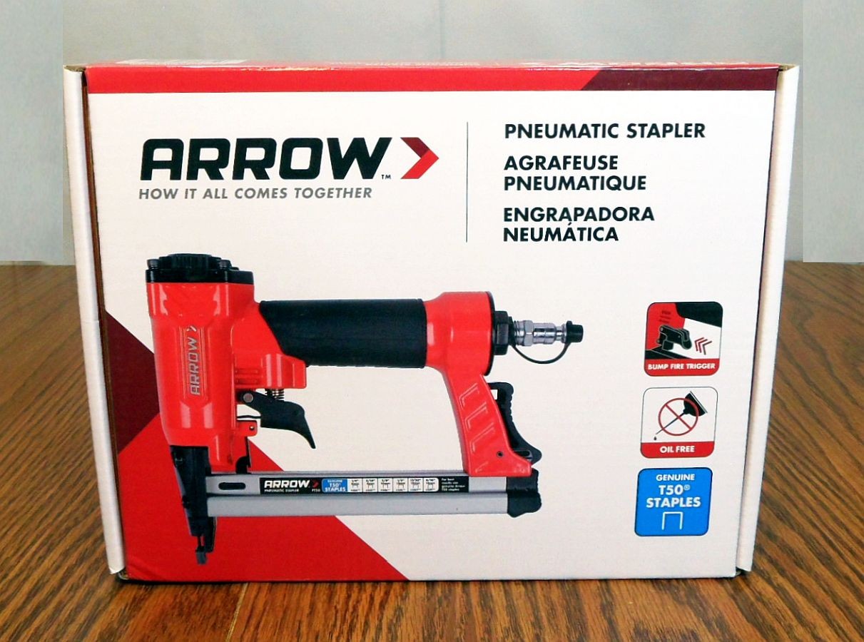 Arrow PT50 Oil-Free Pneumatic Heavy-Duty Staple Gun for Upho