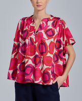 Gant Bluse Bunt Gr. 38 Damen Hemdbluse Kurzarm Multicolor Lyocell Tencel 4301112
