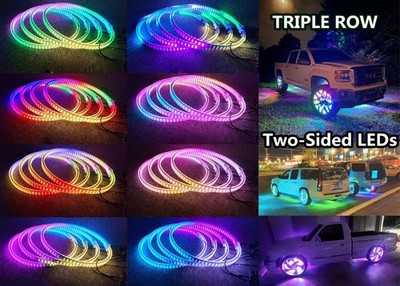 Pack of 4 17.5'' Double Sided Triple Row Chasing Wheel Lights For SUV