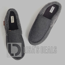 New Dearfoams Men's Memory Foam Comfy Slippers Black Brown XL 13 / 14