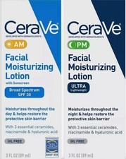 CeraVe AM/PM Facial Moisturizing Lotion Skin Care Set Ultra Lightweight 3oz New