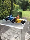 Vintage  Dinky Toys Motorcycles and Sidecars blue RAC and yellow AA