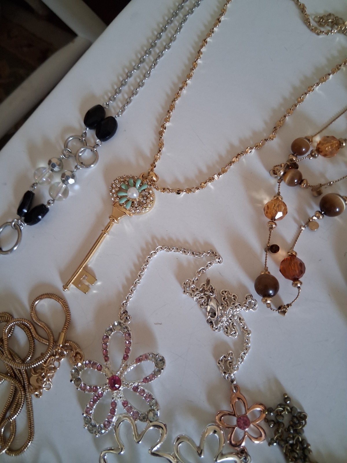 Assorted Statement Pendant Charm Necklace Lot Gol… - image 11