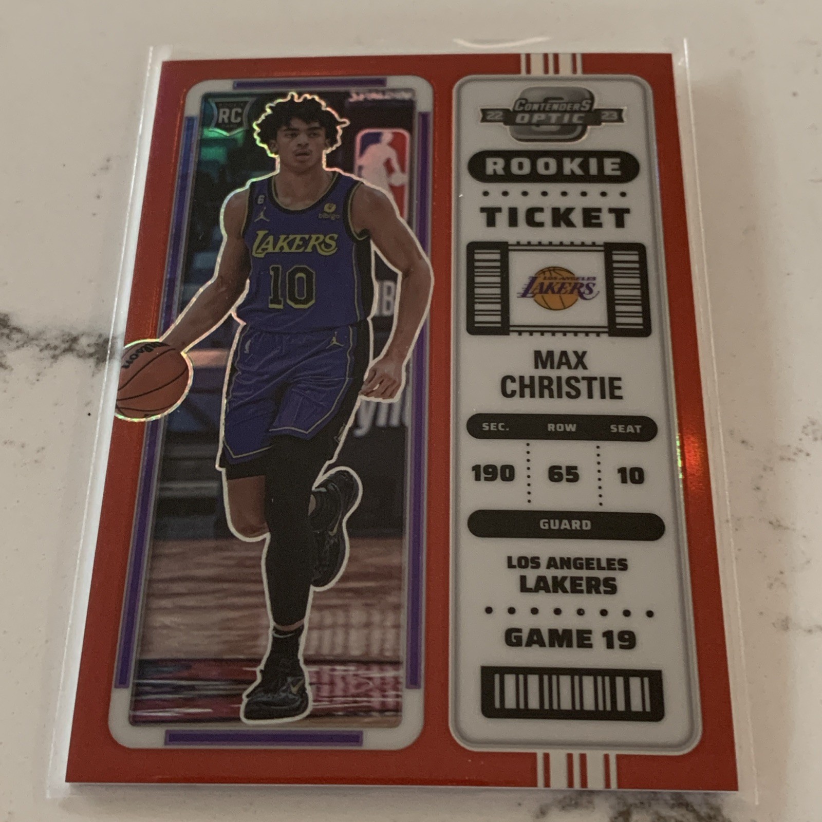 2022-23 Panini Contenders Optic - Rookies Max Christie #15 RED Prizm (RC) Lakers