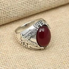 925 Sterling Silver Garnet Ring Handmade Partywear Gift Men's Ring All Size 125