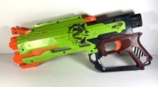 Nerf Zombie Strike Blaster Gun Green 4 shot - Works Great see video 