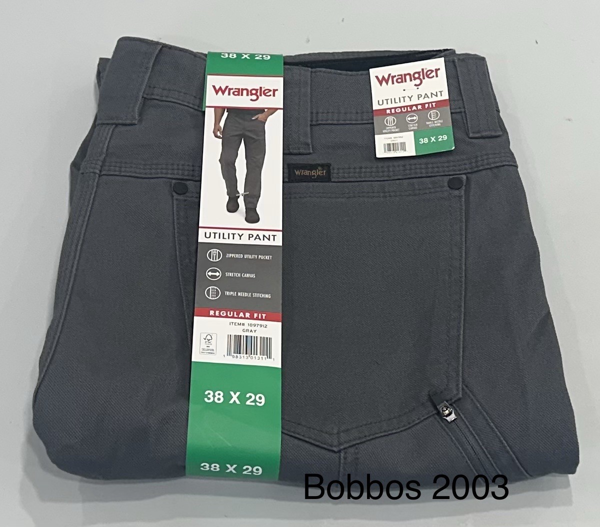 Wrangler Men's Regular Fit Utility Pants, Gray, Size 38X29