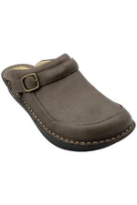 Alegria Women's Leather Adjustable Backstrap Clogs Don't Stress Brown