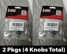 2 Pkgs (4ct Total) KAISH K1827-Black Aluminum Top Hat Knobs w/ Set Screw, Black