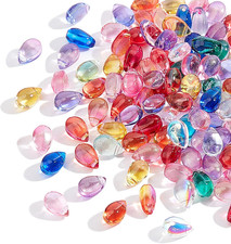 Teardrops Glass Pendants, 100 Pcs 9X6Mm Teardrop Mixed Color Glass Beads with 1M