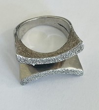 Heavy Vintage 925 Sterling Silver Concave Modernist Ring Size 9
