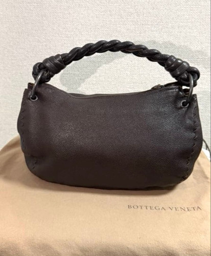BOTTEGA VENETA Intrecciato Cervo Hobo Shoulder Bag Dark Brown Authentic