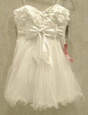 STEPPIN OUT Off White Short Tulle Cocktail Homecoming Prom Dress NEW Jrs 9 11