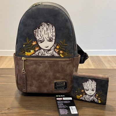 Loungefly Marvel Guardians Of The Galaxy Groot Floral Mini Backpack Wallet Set