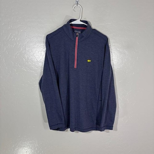 Masters Pullover Mens Medium Blue Golf Quarter Zip Augusta National Map Logo