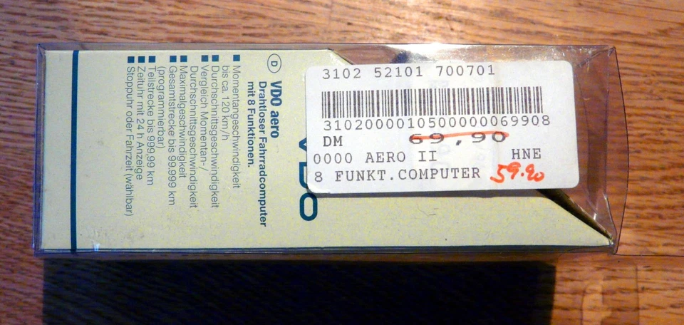 Ciclocomputer VDO aero 2, nuovo in scatola originale con ricevuta 1997, vintage d'epoca - Immagine 4 di 4