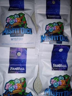 FanRoll Mystery Misfit Resin Polyhedral Dice Set Of 4. New.