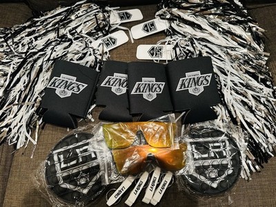 LA Kings Playoff Bundle Lot SGA: Pom Poms Koozie Shades Bottle Opener Kids Pop