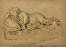 Disegno Putto Dormiente  Da Francois Duquesnoy - XIX Secolo