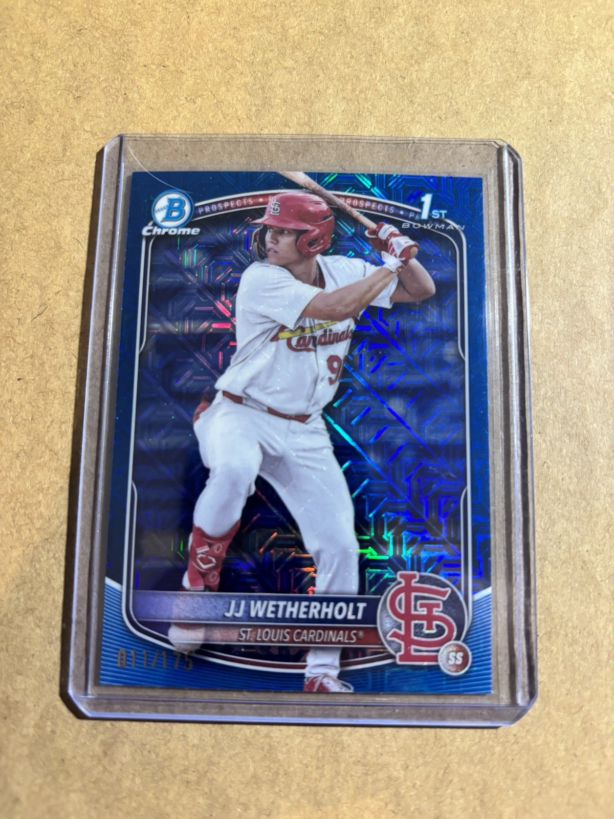 2025 Bowman #BCP-22 JJ Wetherholt Chrome Prospects Mojo Navy Refractor #/175