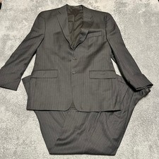 Lauren Ralph Lauren Suit Men 42R 34W Gray Blue Pinstripe Wool Blazer Jacket Pant
