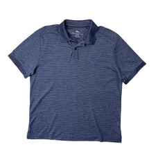 Tommy Bahama Polo Shirt Mens Medium Blue Cotton Blend Short Sleeve Striped Golf
