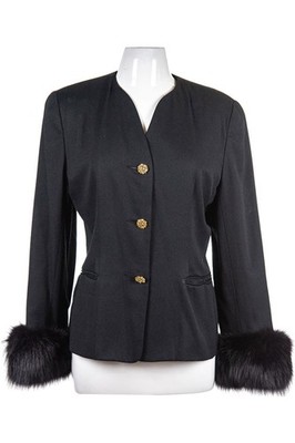 Saks Fifth Avenue Women Coats & Jackets Blazers 14 Black Polyester