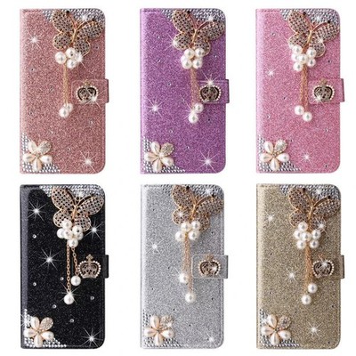 Bling Diamond Kartenetui Brieftasche Flip Case Hülle für Samsung A56 A36 A26 A16 A55