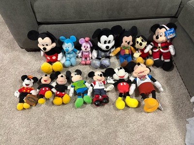 Lot Of (14) Plush Mickey Mouse Dolls Disney Vintage All Different