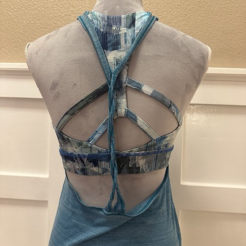 Lululemon Twist & Toil Tank Size:6 Heathered Teal Blue / Sun Dazed Multi Blue - Picture 5 of 10