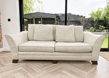 Cream DFS Large 3 seater woven textured fabric comfy sofa 240 cms VGC