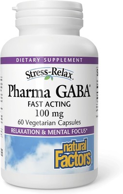 Stress-Relax Pharma GABA 100 mg by Natural Factors, Non-Drowsy Stress... 
