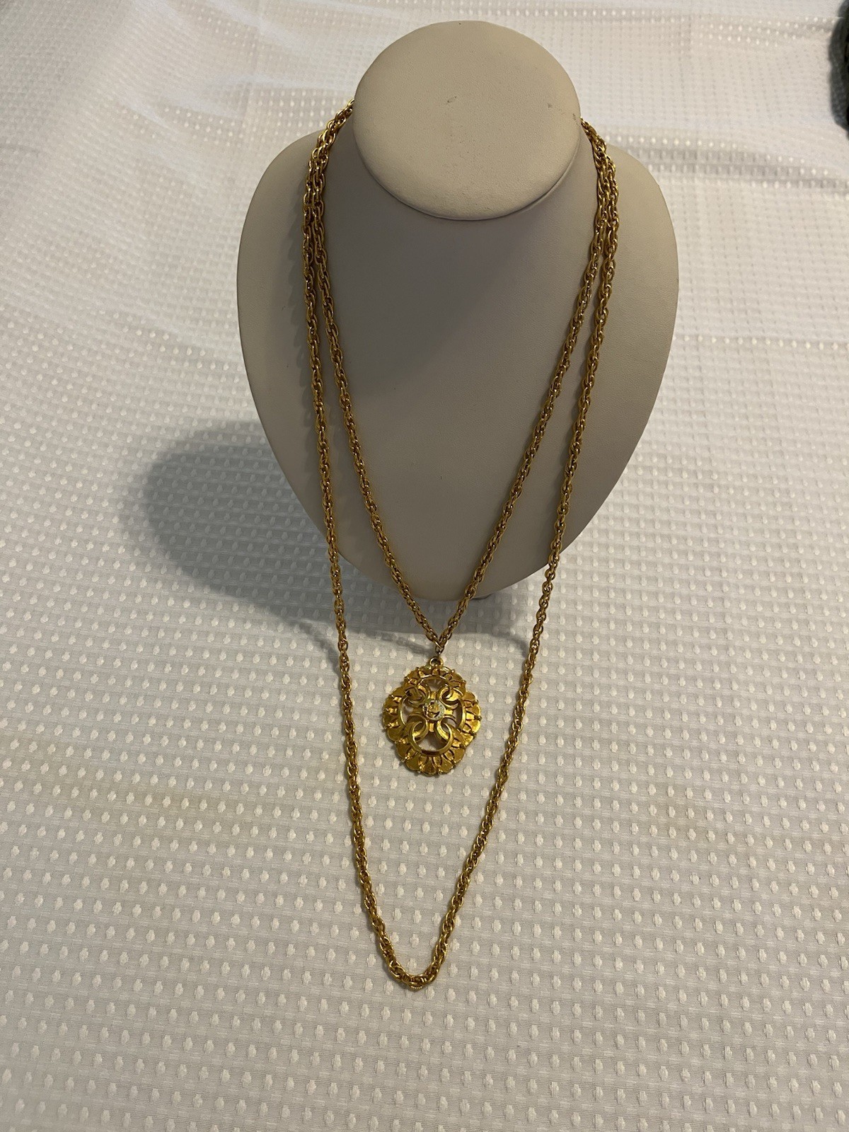 Solid Cooper Double Chain Necklace, Gold Tone  Wi… - image 6