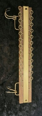 Vintage Tie Scarf Belt Closet Rack Hanger Holder Wall Mount Organizer Wood Brass