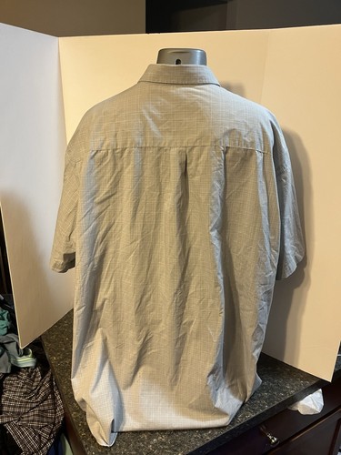 Van Heusen Men’s SS Button Down Light Gray Plaid Shirt Cotton Polyester 3XLT - Picture 6 of 15