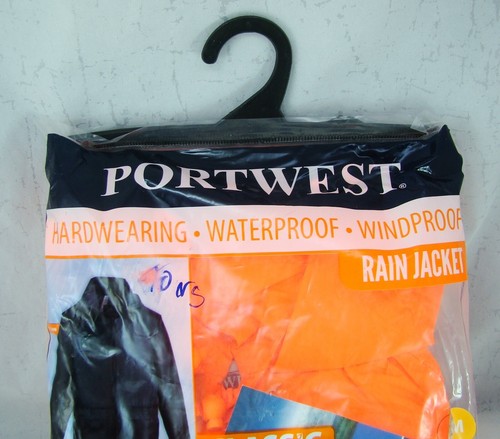 Portwest Classic Rain Jacket S440 Mens Waterproof Orange Medium NEW - Picture 2 of 6