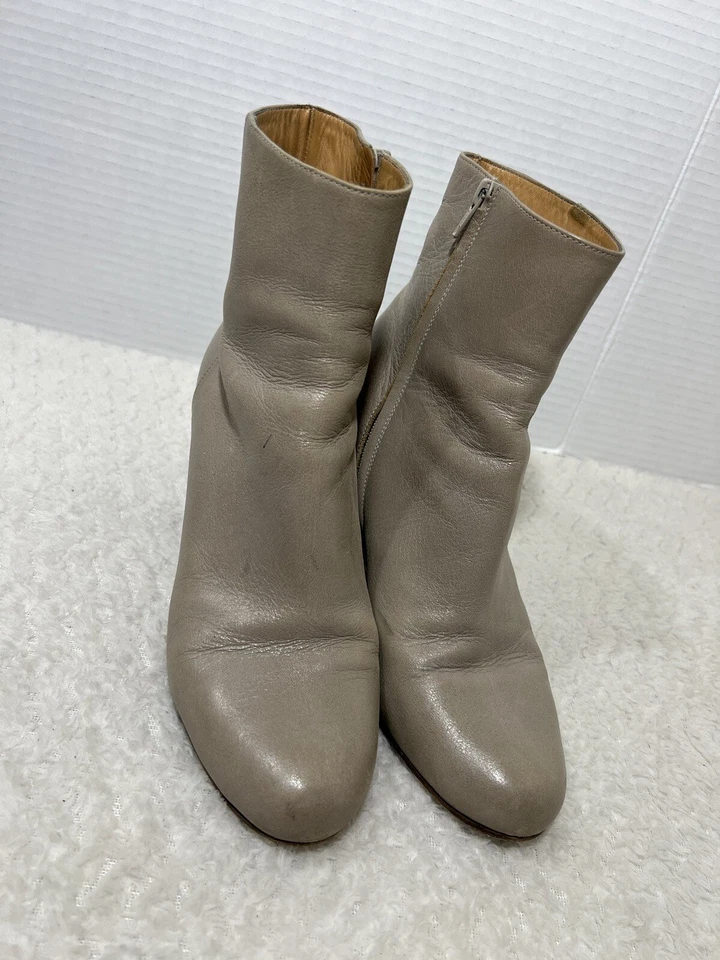 Maison Martin Margiela Mujer 37.5 EE. UU. 7 Cremallera Botas Botines Tobillo Bajo Cuero Gris Foto 2 de 4