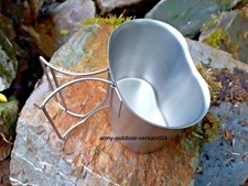 US Feldflaschenbecher Edelstahl Klappgriffe Canteen Cup Army Armee Kochgeschirr