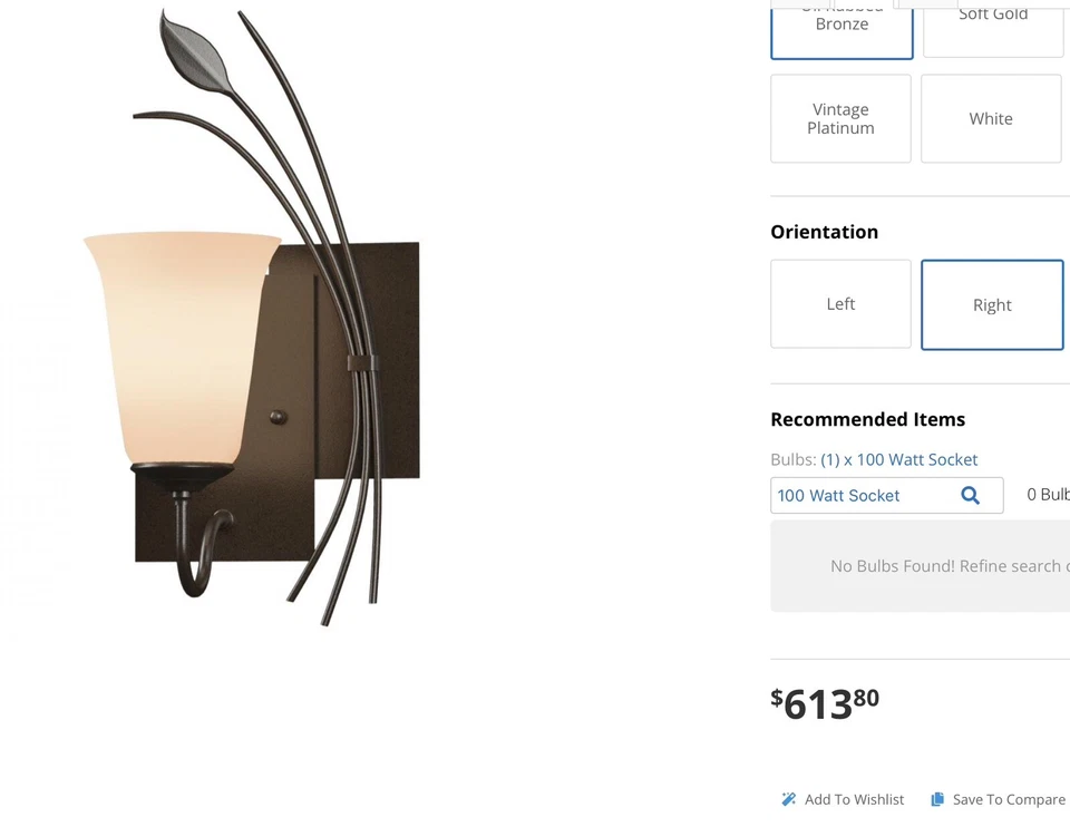 Aplique de hoja de forja Hubbardton 205122-SKT-RGT, pared de hierro de bronce frotado con aceite $613 Foto 4 de 4