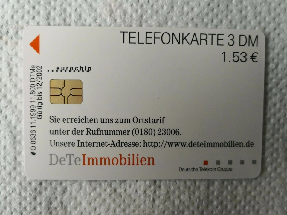 Telefonkarte Deutschland O 636 von 11.99 "DeTeImmobilien-Otmar Alt" - Bild 2 von 2