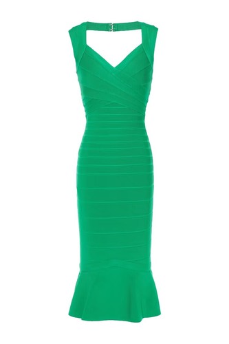 herve leger fringe dress green THE NATALIA DRESS – HERVÉ LÉGER main image 0